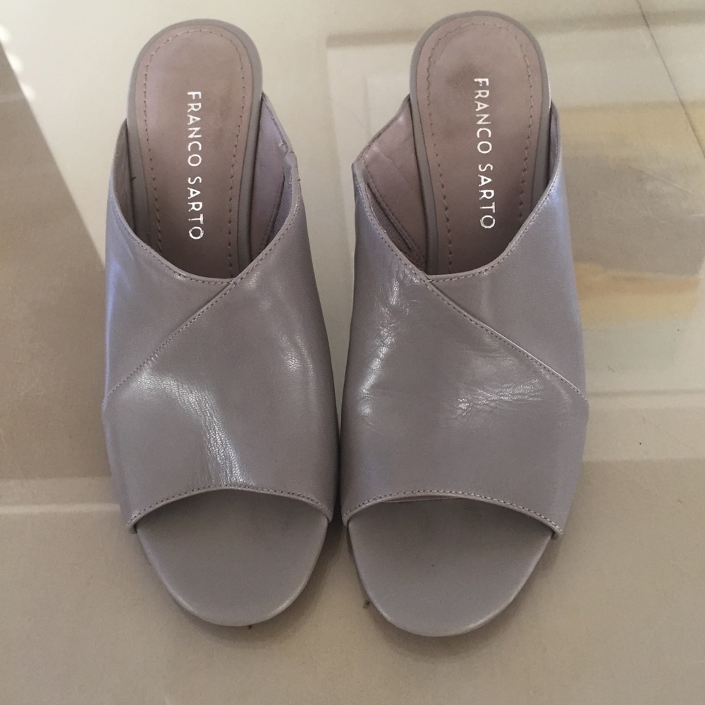 Franco Sarto Slip On Leather Wedge Mules